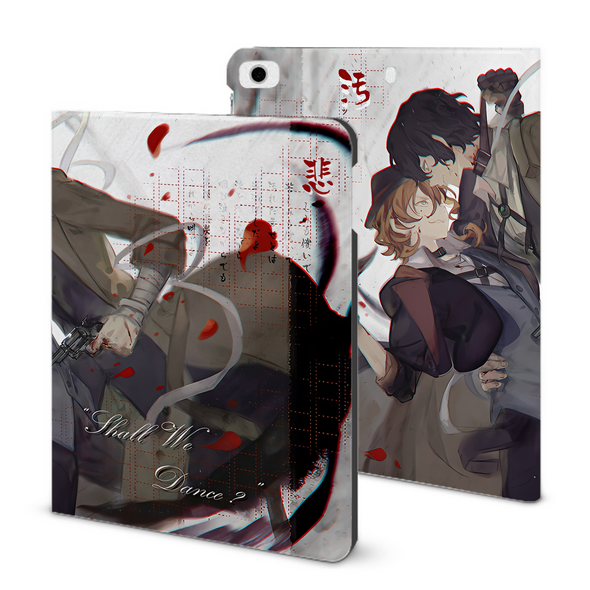 （画像用） 文豪ストレイドッグス Bungo Stray Dogs IPad ケース ブック型 PUレザー TPU 耐衝撃 軽量 薄型 ペン収納なし 全面保護 IPad 各モデル対応